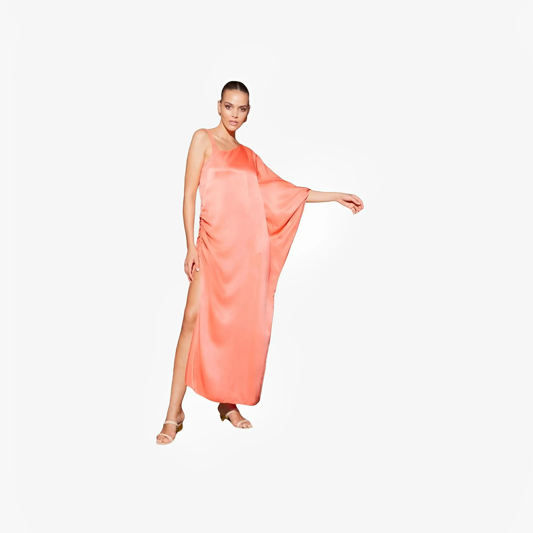 Orange Draped One-Shoulder Dress by Ton Âge