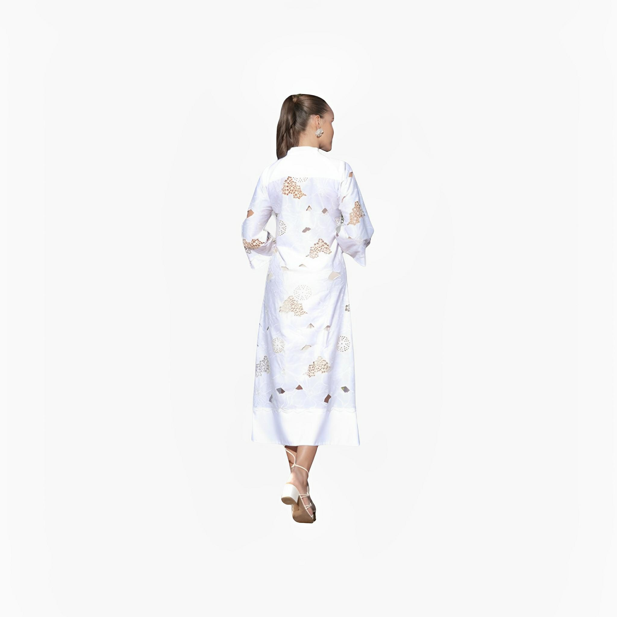 Off-White Embroidered Midi Dress by Ton Âge