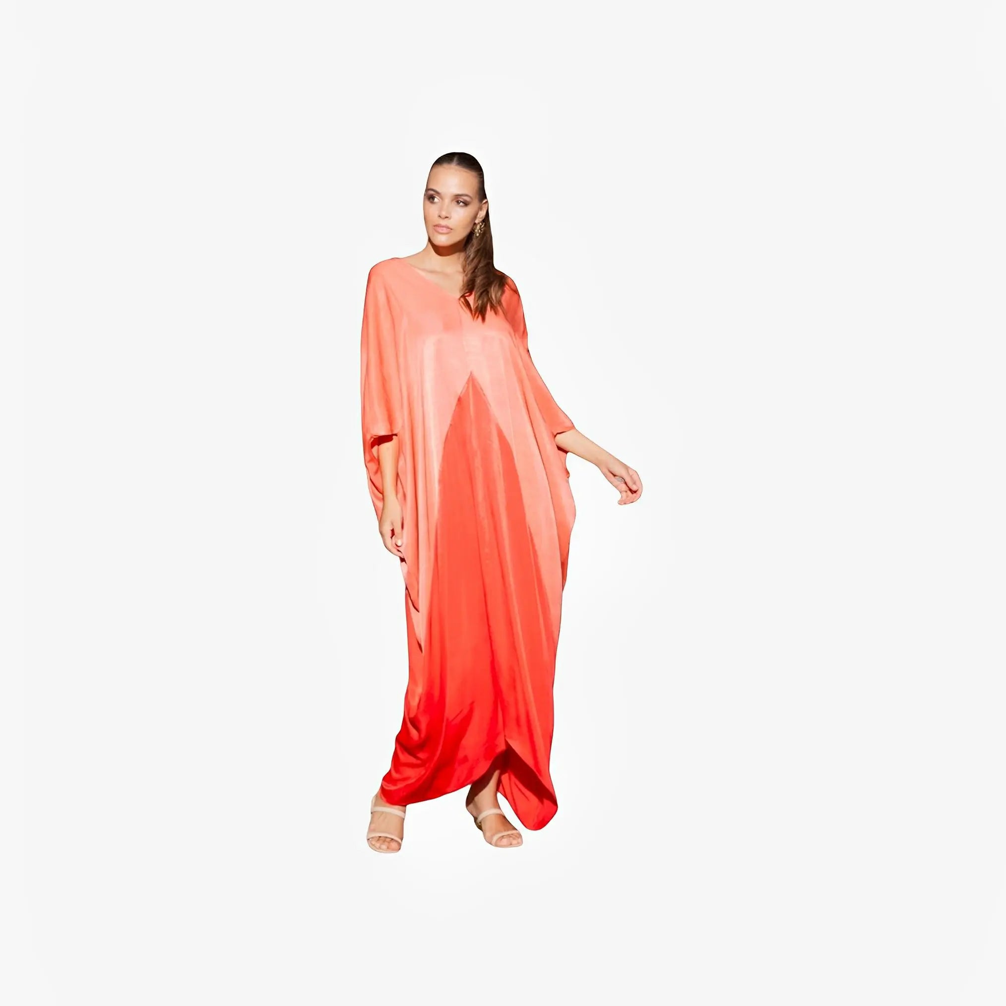 Orange Viscose Dress with Red Detail by Ton Âge