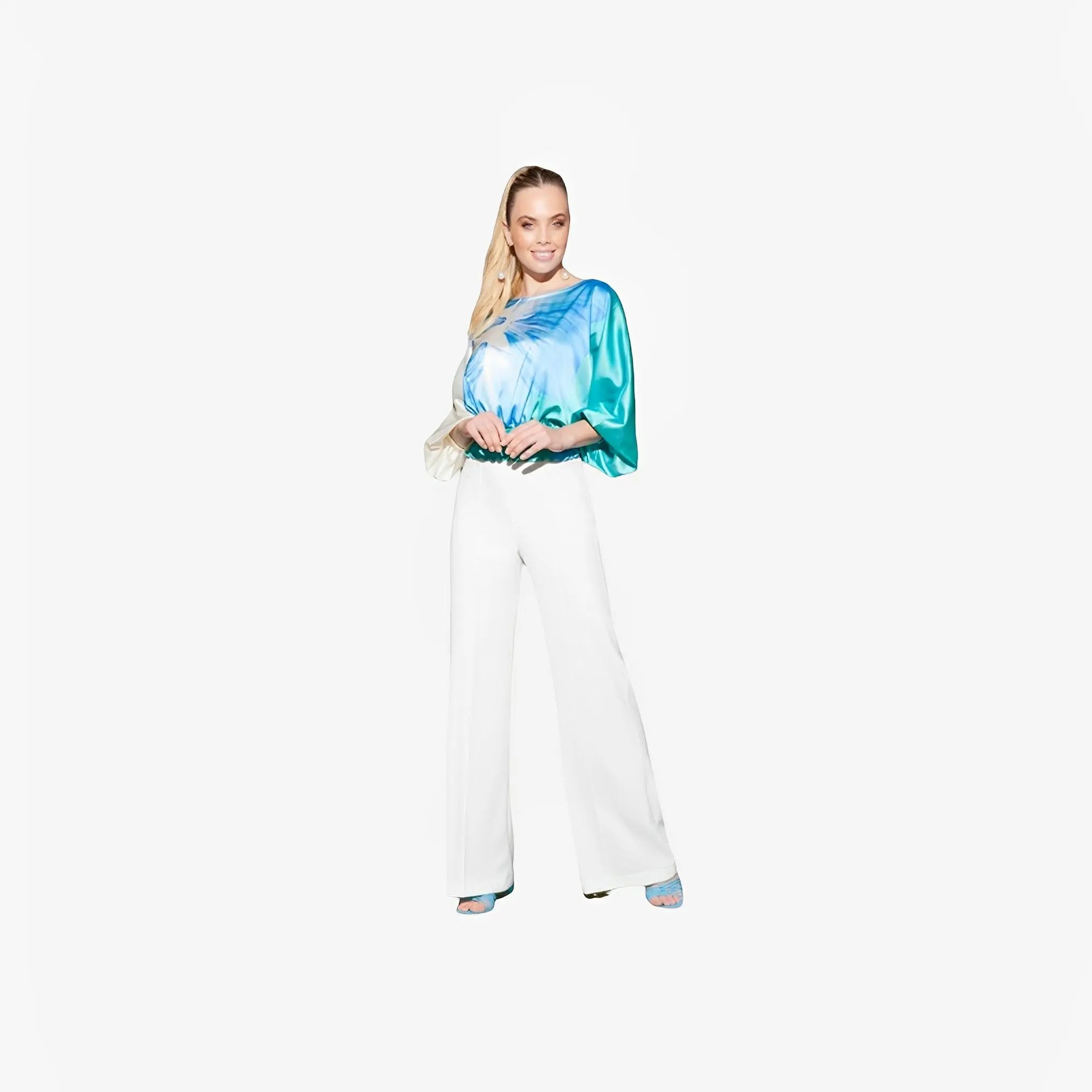 Blue Floral Gloss Silk Blouse by Ton Âge