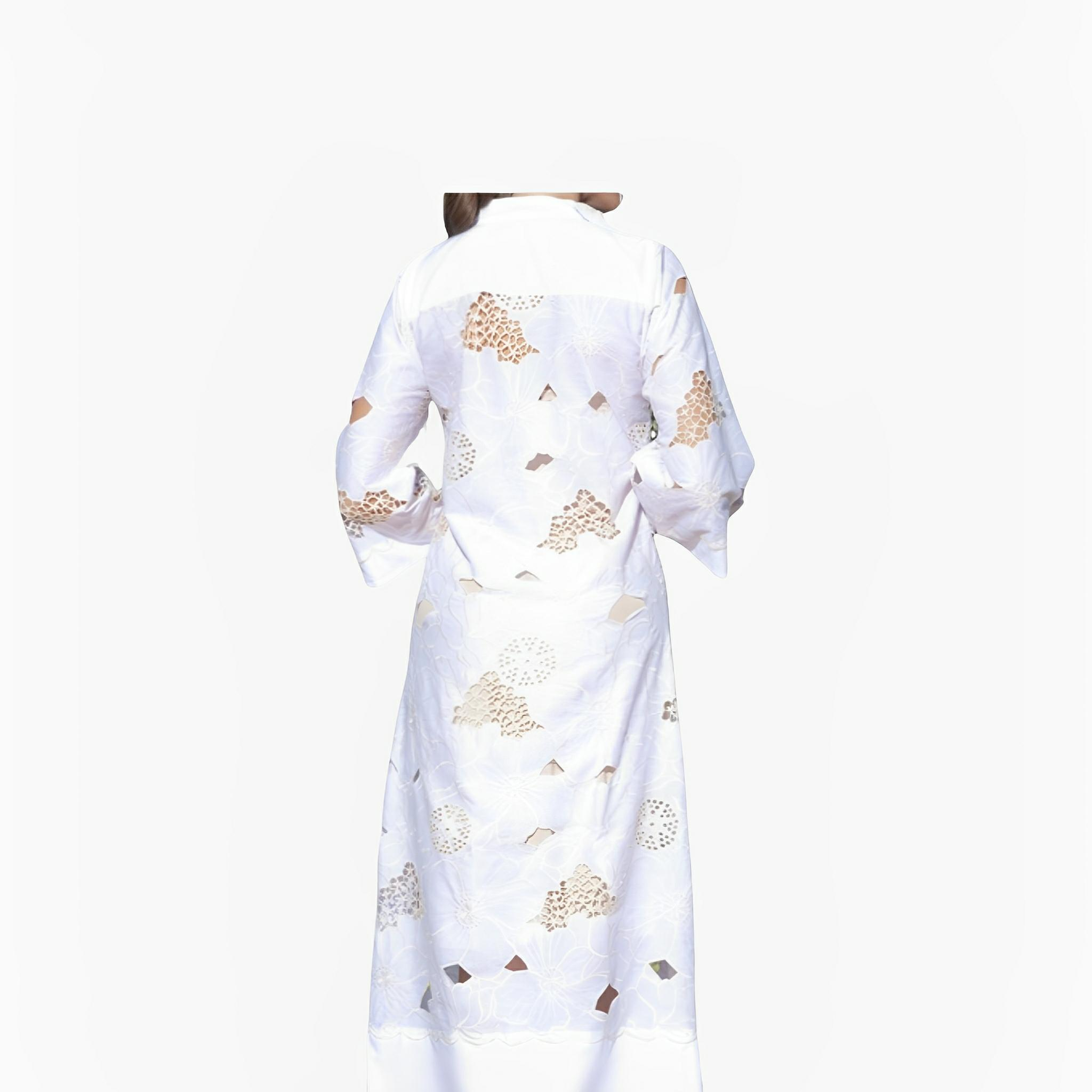 Off-White Embroidered Midi Dress by Ton Âge