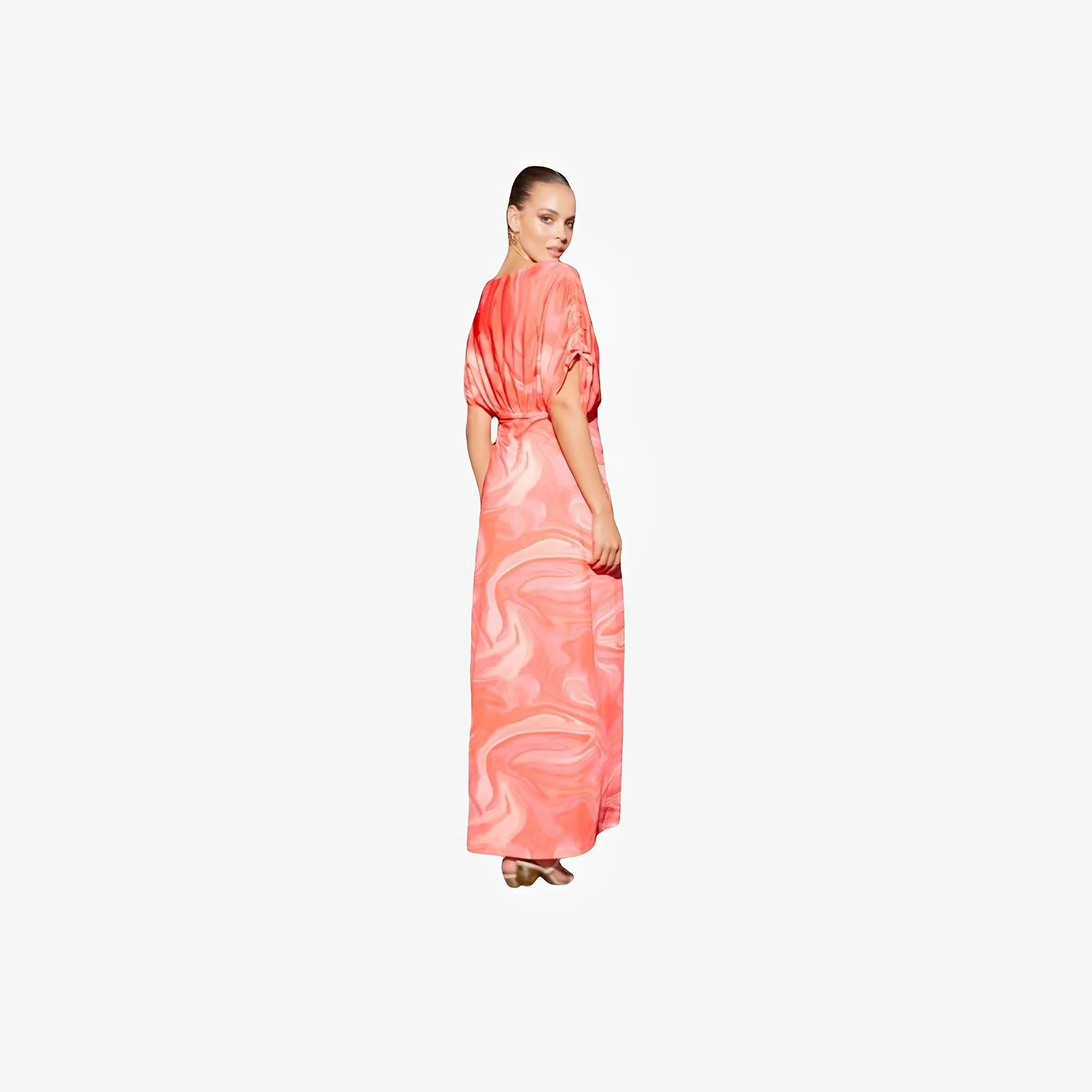 Coral Print V-Neck Dress by Ton Âge