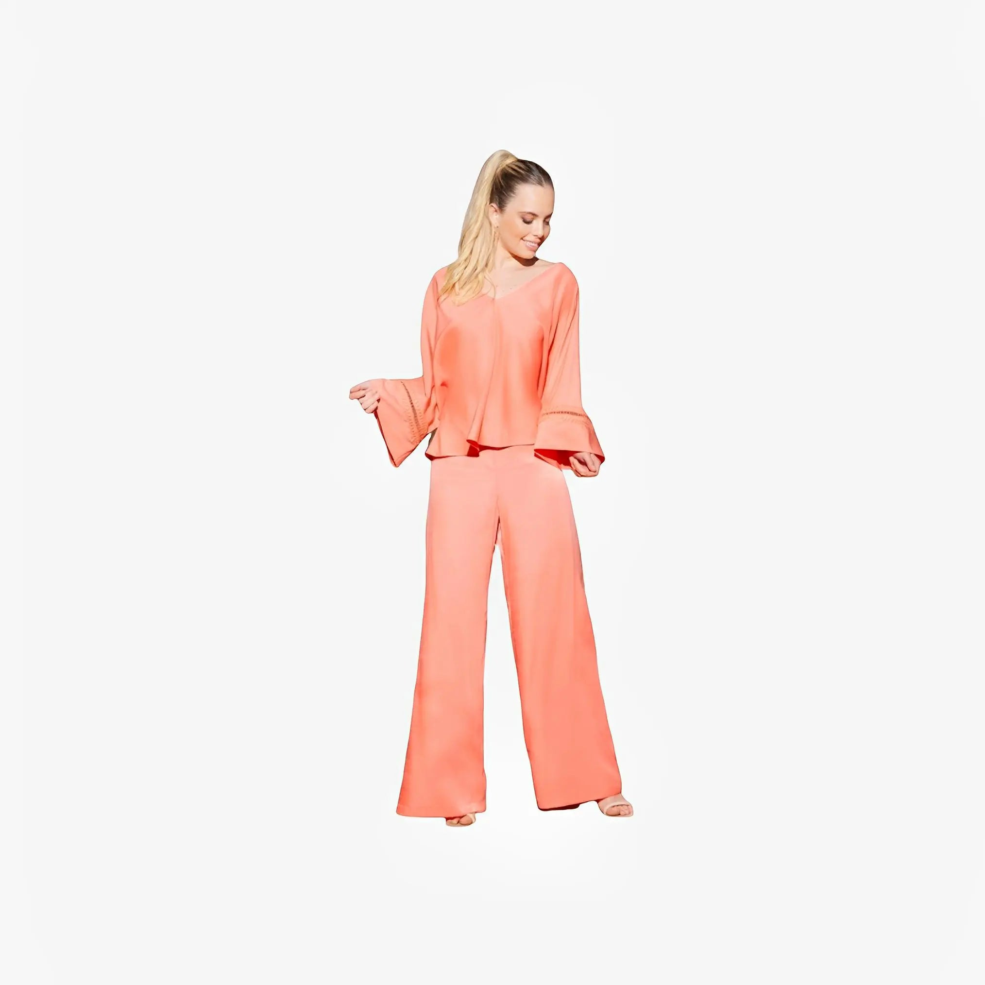 Orange Off-Shoulder Viscose Blouse by Ton Âge