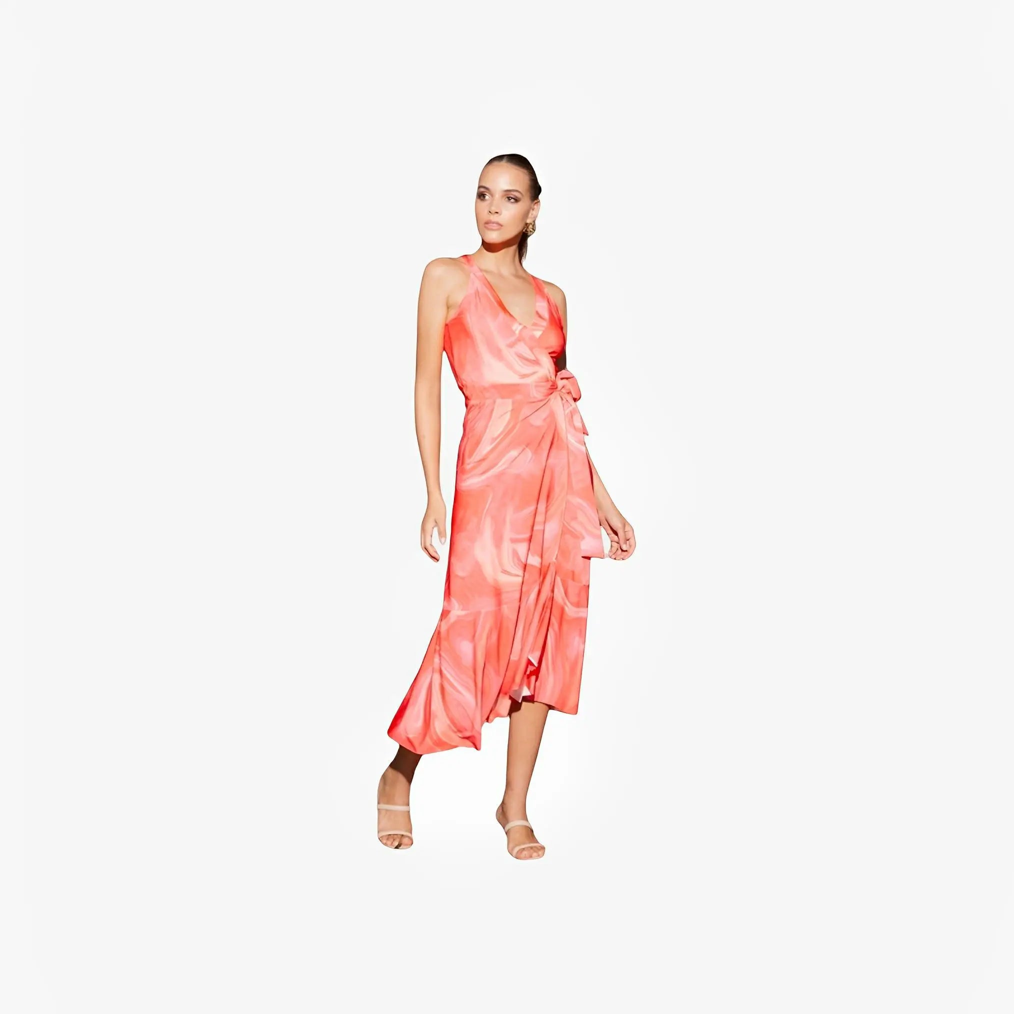 Coral Print Racerback Midi Dress by Ton Âge