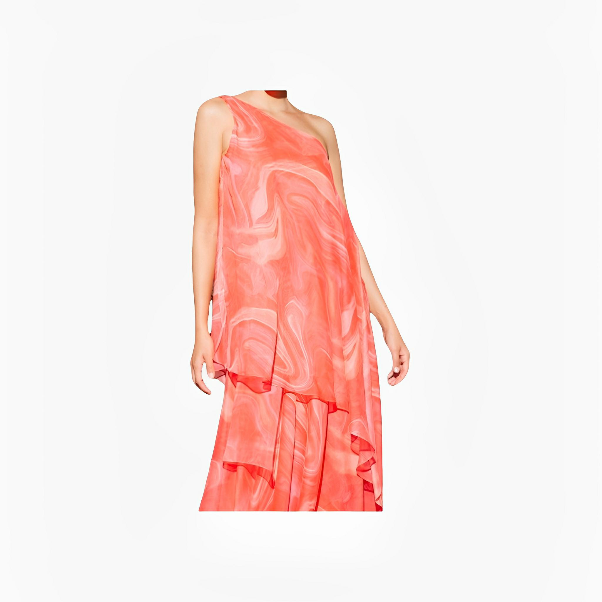 Coral Print One-Shoulder Maxi Dress by Ton Âge