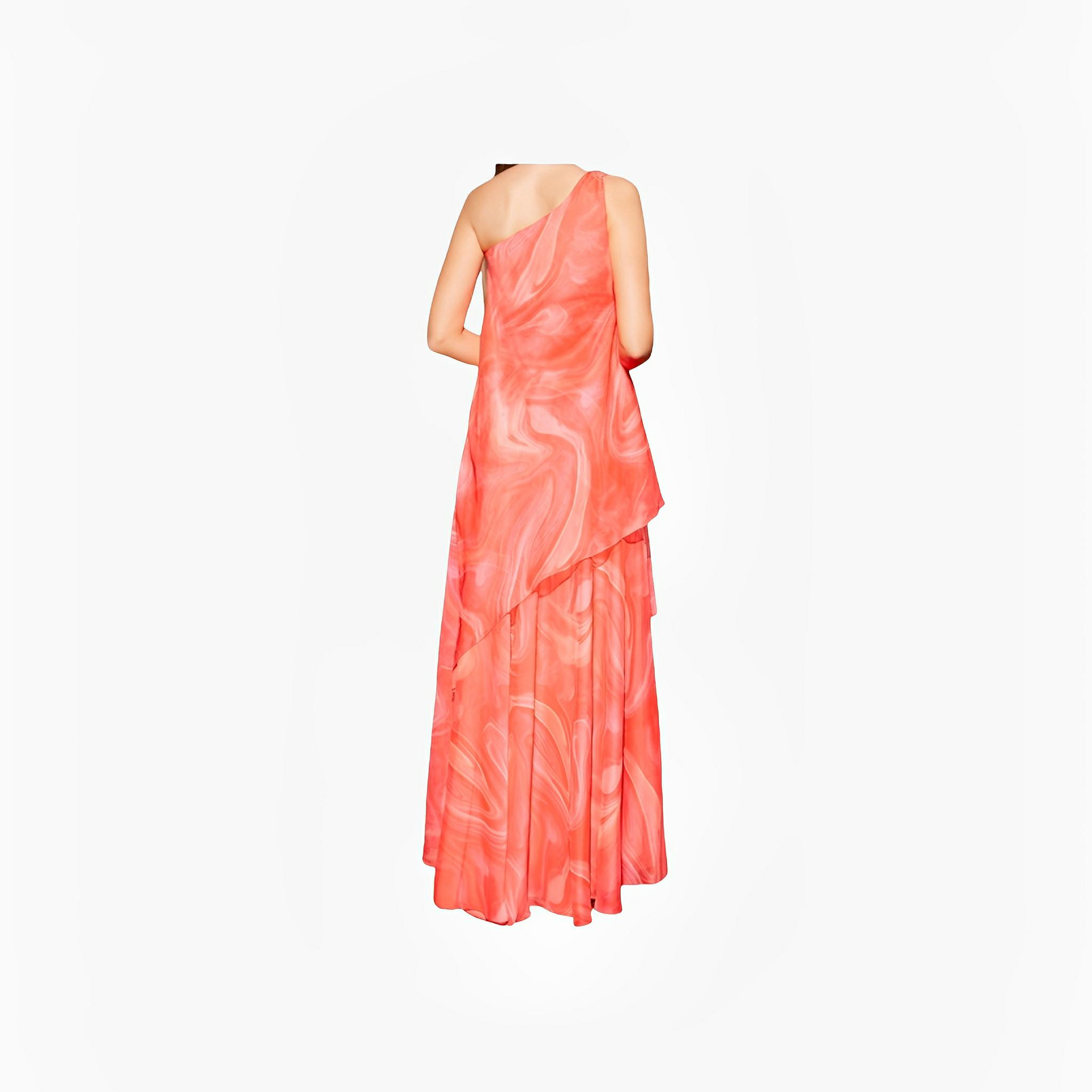 Coral Print One-Shoulder Maxi Dress by Ton Âge