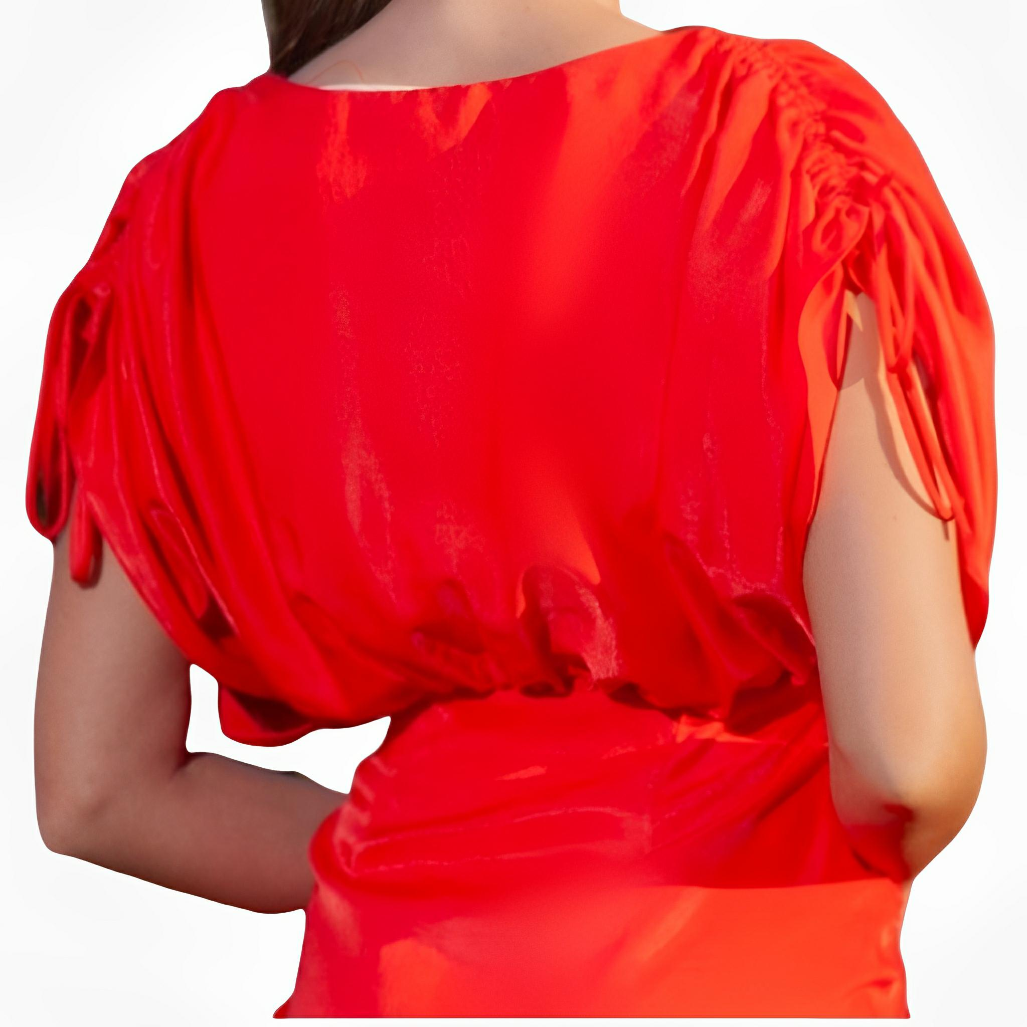 Red Draped Midi Dress by Ton Âge