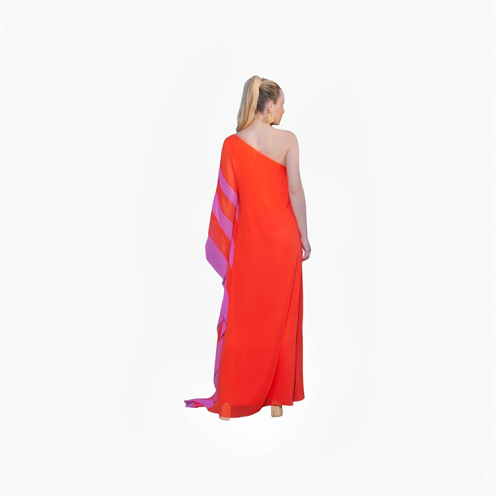 Red & Pink Stripe One-Shoulder Dress by Ton Âge