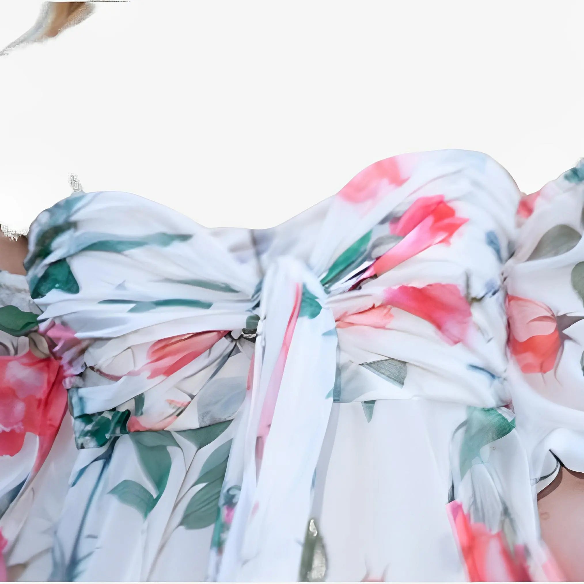 Rose Print Off-White Maxi Dress by Ton Âge